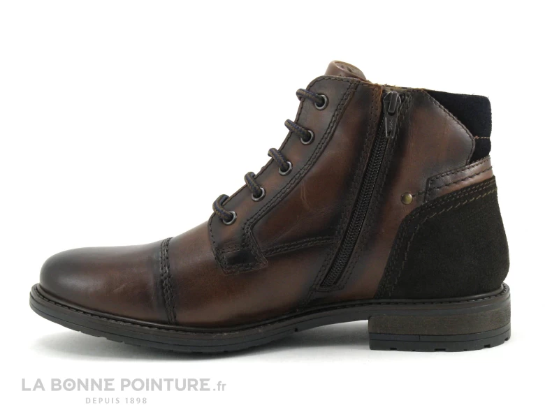 Point D Orgues FAGUE Marron Fonce - Boots Homme Lacet Et 2 Zips – Image 3
