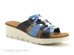 Jordana 35 Fantasia - Bleu Marine - Blanc - Bleu Clair - Mule Compensee