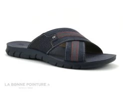 Inblu FO483R01 Bleu Marine - Coutures Rouges - Mule Homme