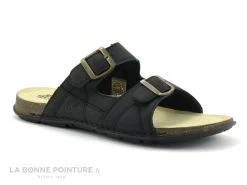 TBS EMILANO Noir - Mule Homme Cuir Noir - 2 Brides Reglables