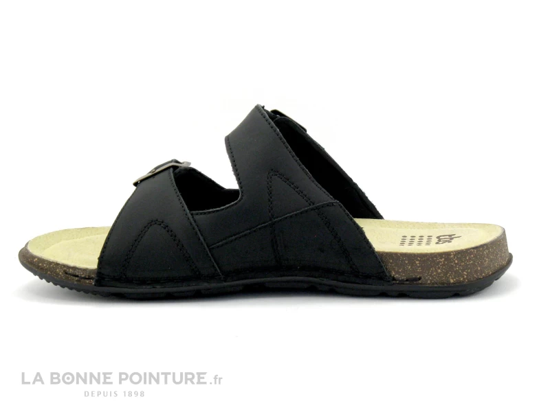 TBS EMILANO Noir - Mule Homme Cuir Noir - 2 Brides Reglables – Image 2