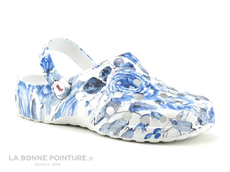 Woz Cheese Bluette - Bleu Blanc - Sabot Fleuri