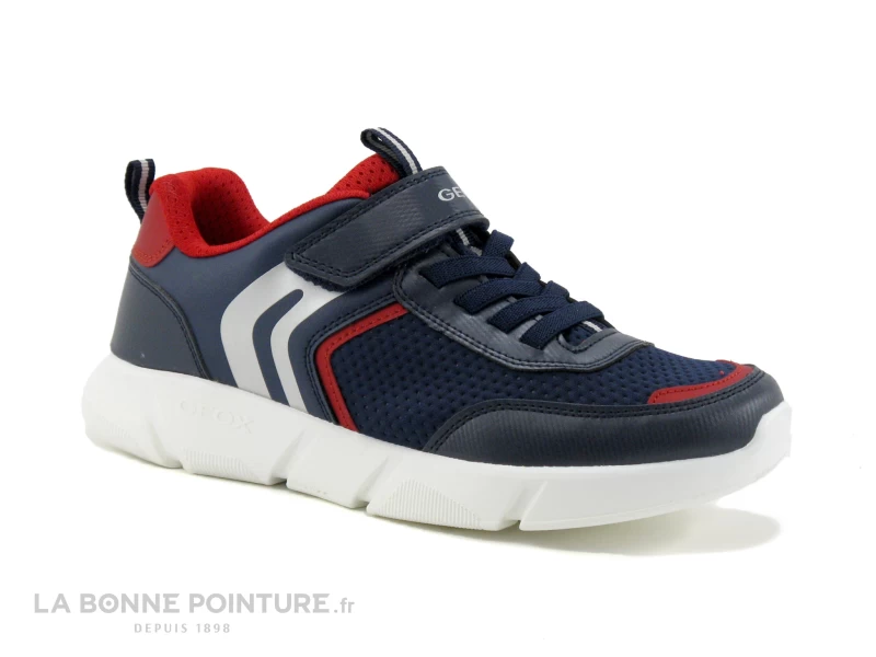 Geox SVETH Navy Red - J166PA - Basket GARCON Elastique Et Velcro
