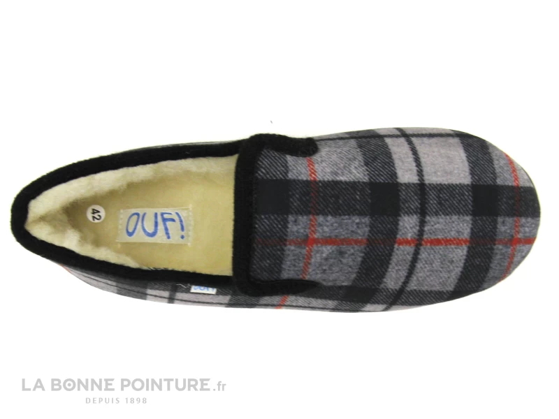 Ouf CLARET Gris Ecossais - Charentaise Homme Interieur Laine – Image 3