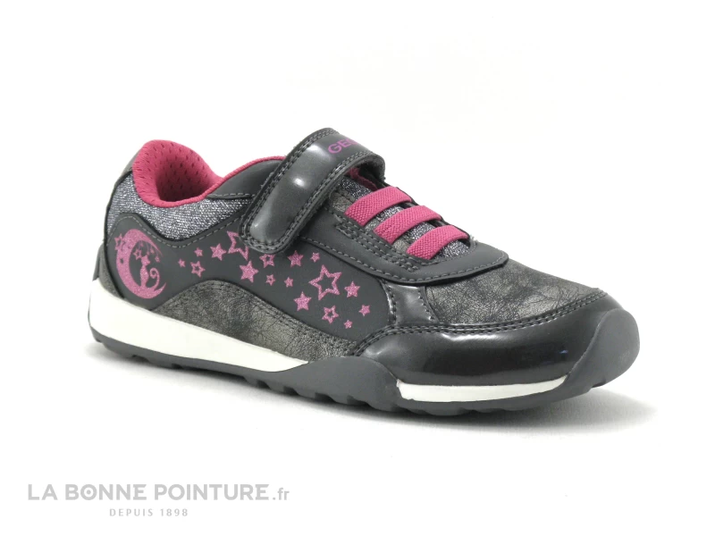 Geox JOCKER PLUS J04AUA Gris - Rose Fuchsia - Basket Fille