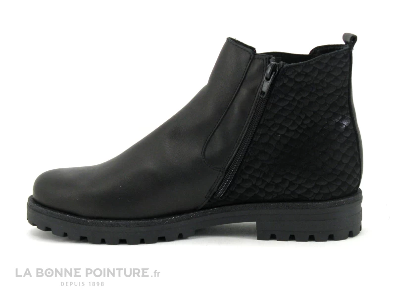 Bopy SELISE Noir - Boot Fille Cuir Noir - Semelle Avec Crampons – Image 3