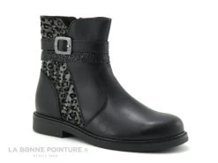 Bopy SADACA Noir Boots Enfant Fille Leopard Zippe