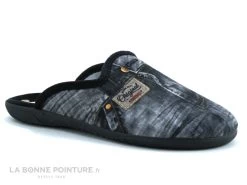 Ouf ACIGNE Noir - Gris - Aspect Jeans - Pantoufle Mule Homme
