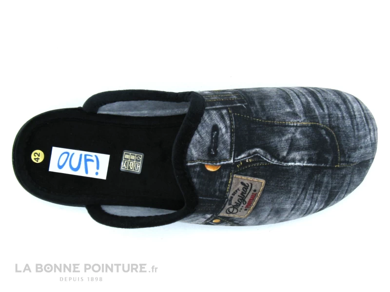 Ouf ACIGNE Noir - Gris - Aspect Jeans - Pantoufle Mule Homme – Image 3