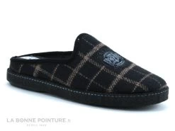 Ouf BARTOLI Noir Beige - Carreaux - Pantoufle Mule Homme