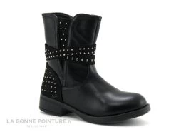Wipop DAIRY Noir - Bottine Fille Avec Strass Sur Brides Et Contrefort