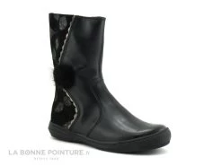 Bopy Surielle Noir - Bottines Fille Velours Et Cuir Et Zip