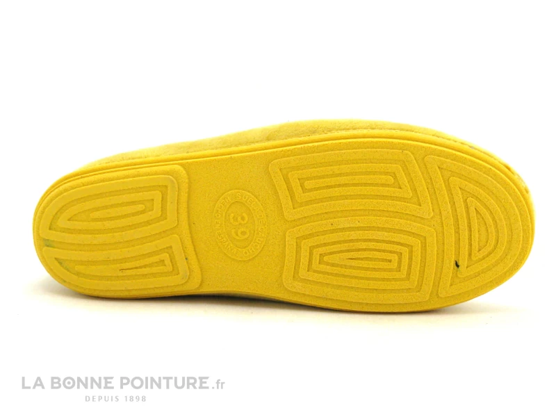 Ouf CISTEM Jaune - Pompons Bleus - Chausson Femme En Velours – Image 4