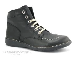Brans Boots Femme 114 Noir Montante Lacet