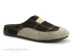 Zels 84183 Marron Ecossais -Beige - Pantoufle Mule Homme