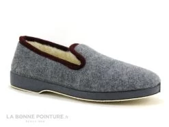 Soca 0520 Gris Bordeaux - Charentaise Homme Interieur Pure Laine