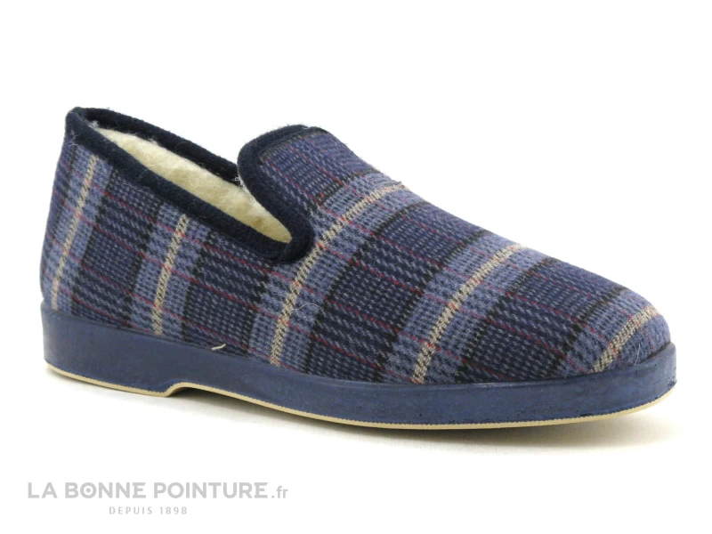 Ouf SOUFFLE Marine Carreaux - Charentaise Homme Fourree