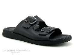 Morans POLARO Noir - Mule Homme Cuir Noir Avec Brides Reglables