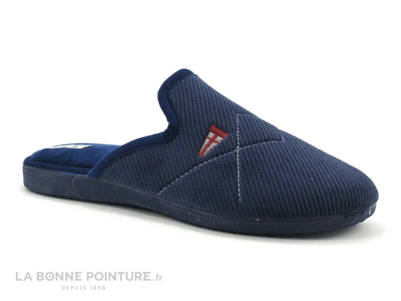 Ouf Initial VAILLAC Bleu Marine - Pantoufle Velours Homme
