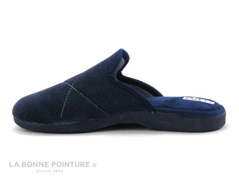 Ouf Initial VAILLAC Bleu Marine - Pantoufle Velours Homme – Image 2