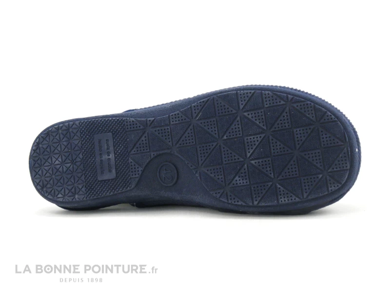 Ouf Initial VAILLAC Bleu Marine - Pantoufle Velours Homme – Image 3