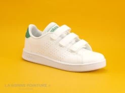 Adidas EF0223 Advantage C Blanc Vert Gris - Basket Enfant Velcro