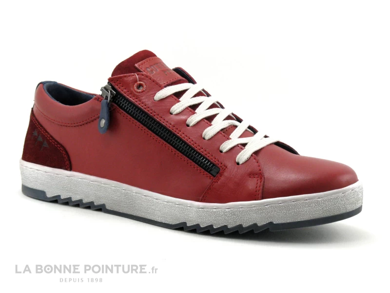 Cotemer USSYBA - Basket Homme Cuir Rouge - Lacet Et Zip