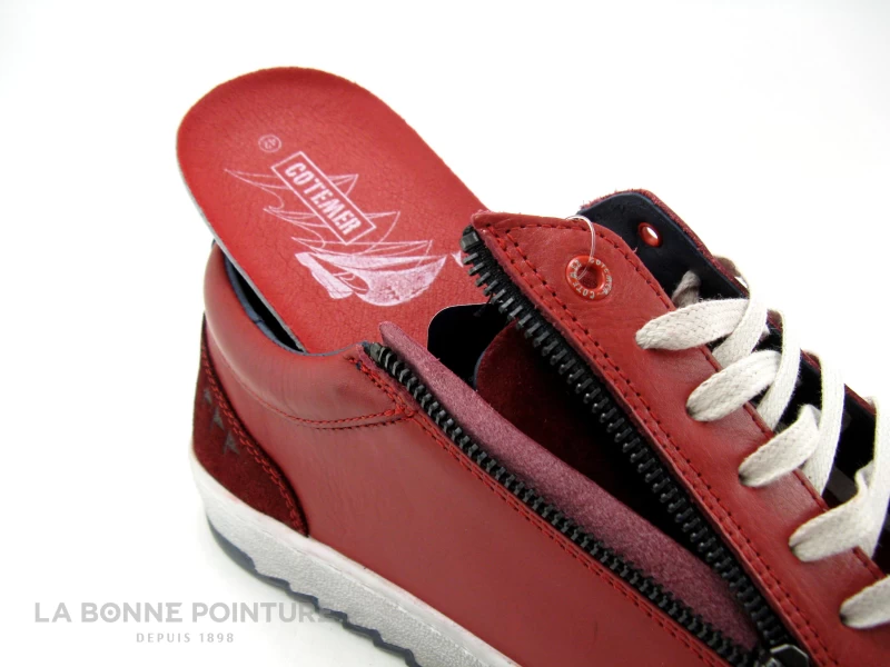 Cotemer USSYBA - Basket Homme Cuir Rouge - Lacet Et Zip – Image 5