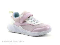 Geox SPRINTYE J25FWA Pink White - Basket Fille Rose Et Blanche