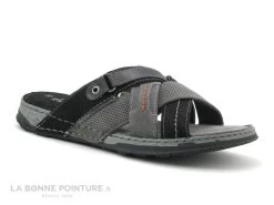 Point D Orgues TEJHO DECOT Noir Gris - Mule Cuir Homme